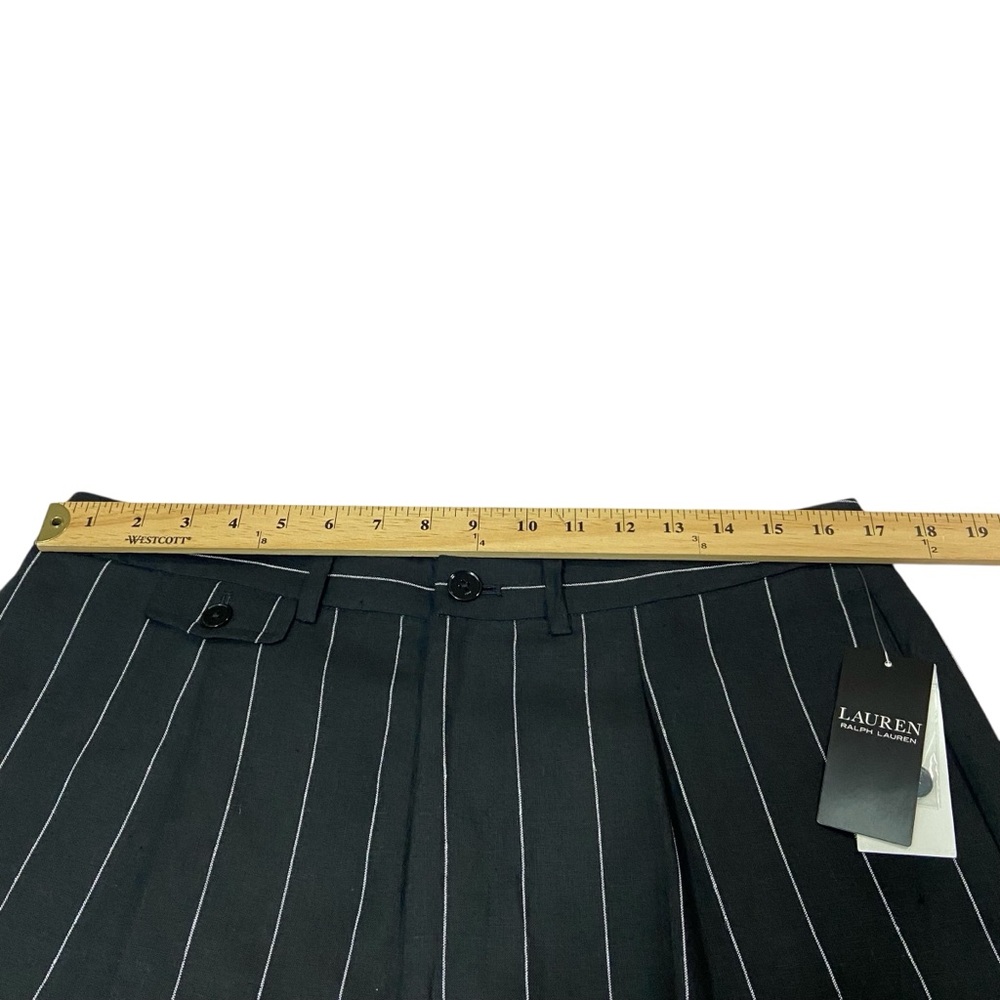 Lauren Ralph Lauren Linen Black Pinstripe Pleated Shorts LRL - Women’s 12 NWT - Picture 3 of 16